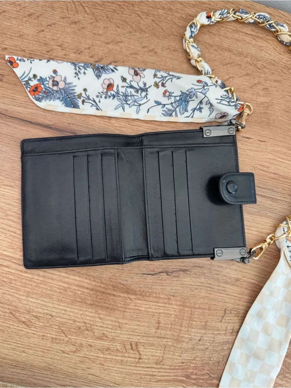 Authentic Vintage Chanel CC Wallet On Chain Crossbody Bag Black Lambskin Leather